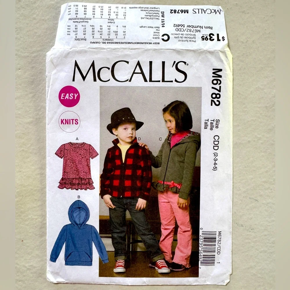 McCall's M6782 Easy Knits Uncut Sewing Pattern (Childs 2-3-4-5)